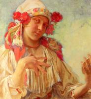 Mucha, Alphonse Maria - Young Girl In A Moravian Costume
